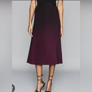 NWT Reiss Marlie Pleated Ombré Skirt in Black and Berry in US6 UK10